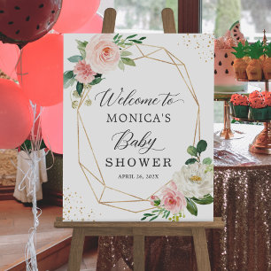 Affiche Symbole de Baby shower floral géométrique mou mode