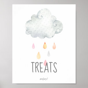 Affiche Symbole de Baby shower pour filles nuageuses Pluie