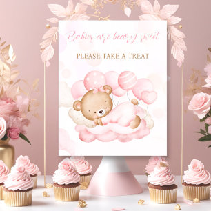 Affiche Symbole de Baby shower préféré de l'ours rose fill