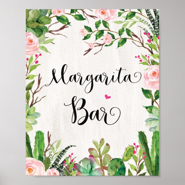 Affiche Symbole de bar Margarita Fiesta Cactus Douche Boir (Devant)