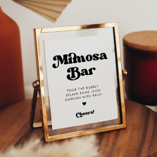 Affiche Symbole de bar Mimosa noir et blanc rétro élégant