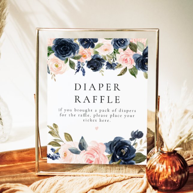 Affiche Symbole de bébé Raffle floral Blush de la Marine R (Créateur téléchargé)