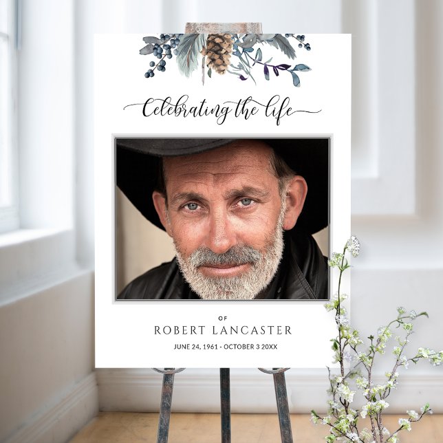 Affiche Symbole de bienvenue aux funérailles bleu rustique (Créateur téléchargé)