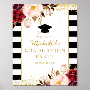 Affiche Symbole de bienvenue de graduation florale bourgui