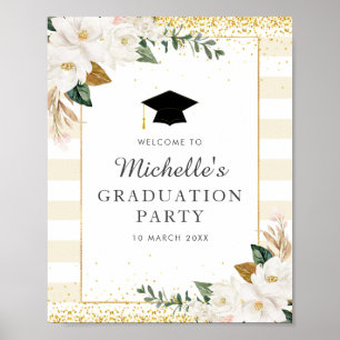 Affiche Symbole de bienvenue de graduation florale de magn