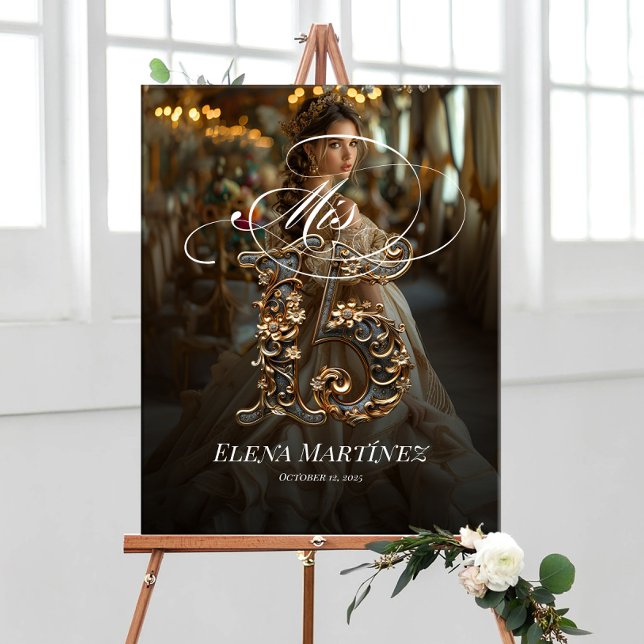 Affiche Symbole de bienvenue de Mis Quince Quinceanera ave (Créateur téléchargé)