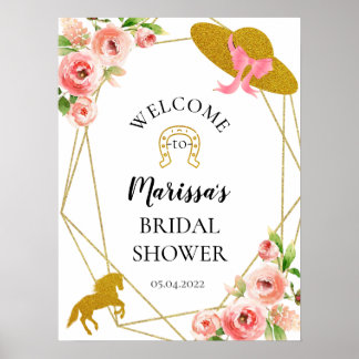 Affiche Symbole de bienvenue du Kentucky Derby rose et or