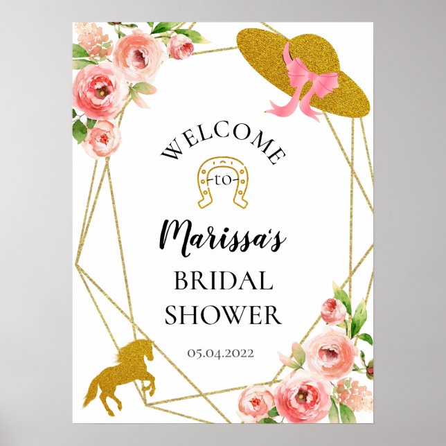 Affiche Symbole de bienvenue du Kentucky Derby rose et or (Devant)