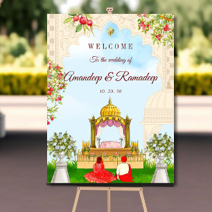 Affiche Symbole de bienvenue du mariage Sikh couple Anand