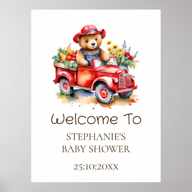 Affiche Symbole de bienvenue Teddy mignonne Douche bébé cu (Devant)