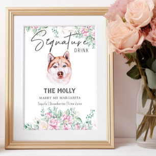 Affiche Symbole de boisson de la signature Husky Dog