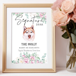 Affiche Symbole de boisson de la signature Husky Dog
