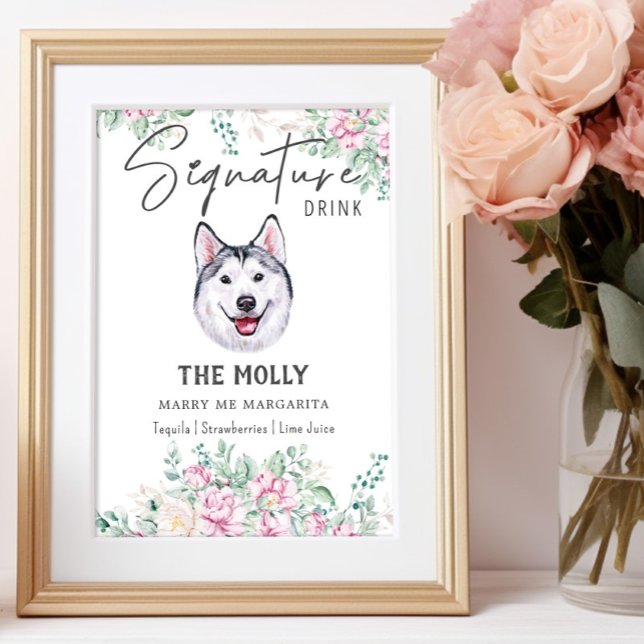 Affiche Symbole de boisson de la signature Husky Dog (Créateur téléchargé)