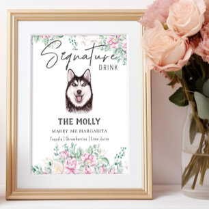Affiche Symbole de boisson de la signature Husky Dog