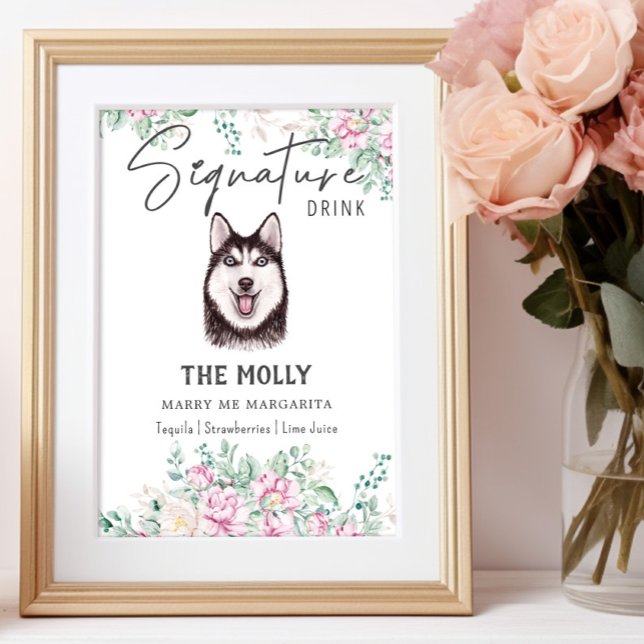 Affiche Symbole de boisson de la signature Husky Dog (Créateur téléchargé)