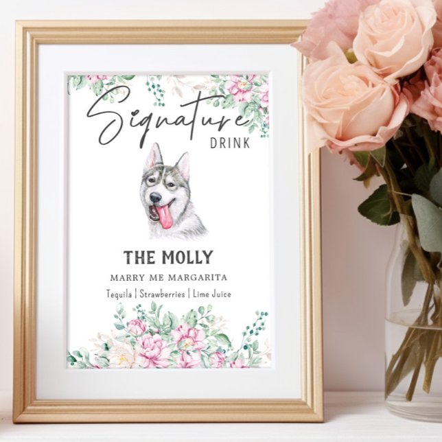 Affiche Symbole de boisson de la signature Husky Dog (Créateur téléchargé)