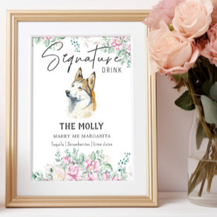 Affiche Symbole de boisson de la signature Husky Dog