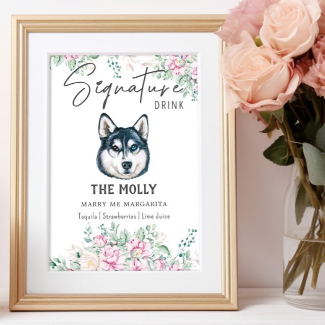 Affiche Symbole de boisson de la signature Husky Dog (Créateur téléchargé)