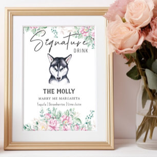 Affiche Symbole de boisson de la signature Husky Dog