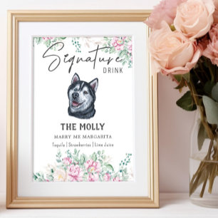 Affiche Symbole de boisson de la signature Husky Dog