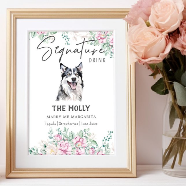 Affiche Symbole de boisson de la signature Husky Dog (Créateur téléchargé)