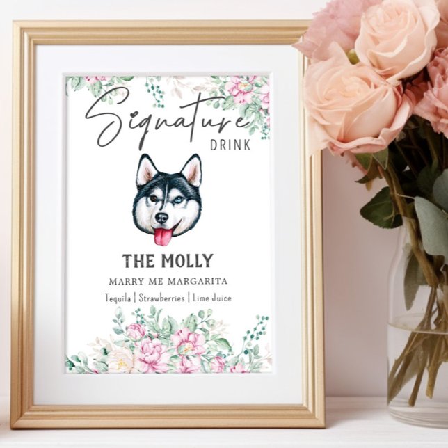 Affiche Symbole de boisson de la signature Husky Dog (Créateur téléchargé)