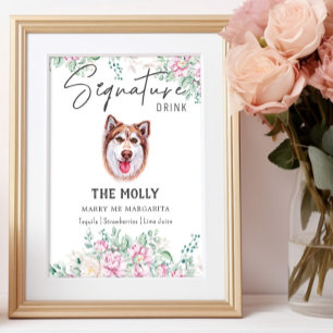 Affiche Symbole de boisson de la signature Husky Dog