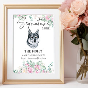 Affiche Symbole de boisson de la signature Husky Dog