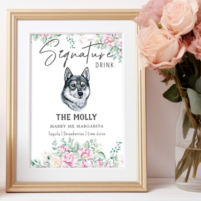 Affiche Symbole de boisson de la signature Husky Dog (Créateur téléchargé)