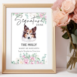 Affiche Symbole de boisson Shetland Sheepdog Chien Signatu