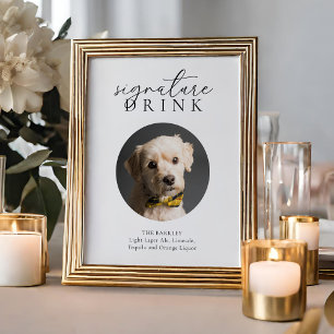 Affiche Symbole de boisson Simple Black Floral Animal Sign