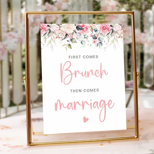 Affiche SYMBOLE DE Brunch À L'Aquarelle Florale Rose (Créateur téléchargé)
