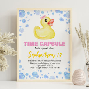 Affiche Symbole de canard en caoutchouc Fille Anniversaire