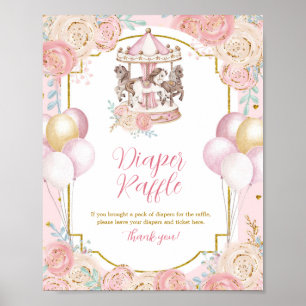 Affiche Symbole de carrousel magique rose et or