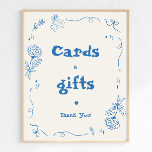 Affiche Symbole de cartes et cadeaux Whimsical français de