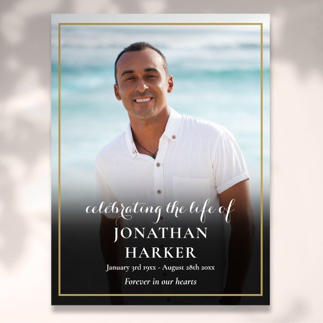 Affiche Symbole de célébration de la vie de la photo funér (Modern Funeral Photo Celebration of Life Sign)