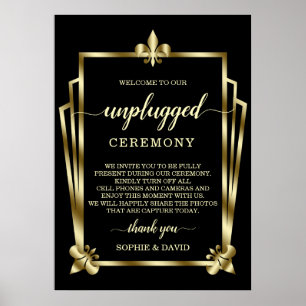 Affiche Symbole de cérémonie Mariage Glam Gold Art Deco Un