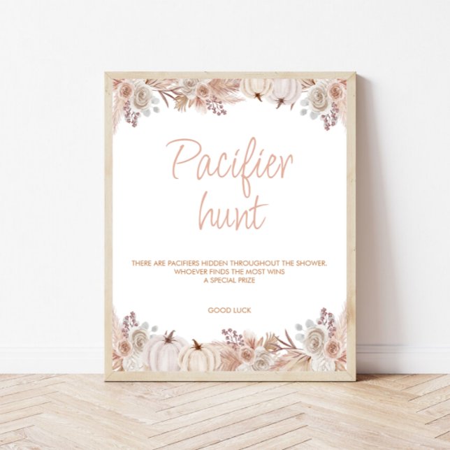 Affiche Symbole de chasse du Baby shower Citrouille Boho (Créateur téléchargé)