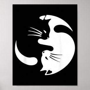 Affiche Symbole de chat Yin Yang Chat noir et blanc mignon