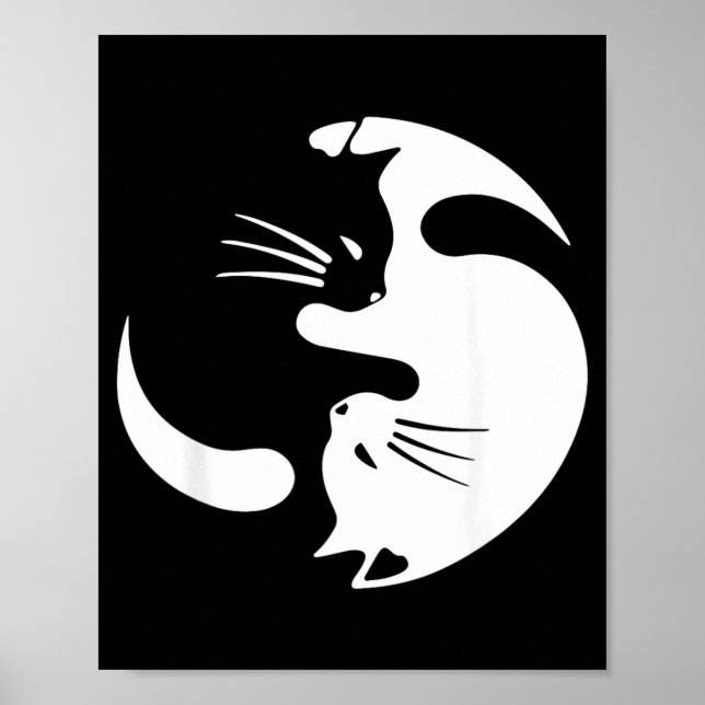 Affiche Symbole de chat Yin Yang Chat noir et blanc mignon (Devant)