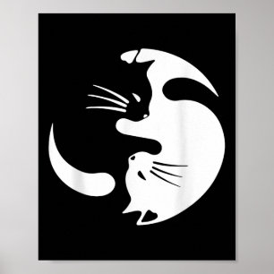 Affiche Symbole de chat Yin Yang Cute Chat noir et blanc