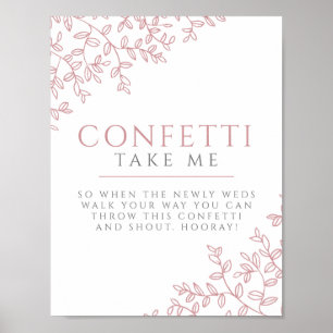 Affiche Symbole de confetti mariage en feuille rose vif