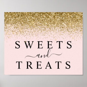 Affiche Symbole de dessert Rose & Or Douceurs & Traitement