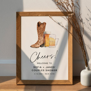 Affiche Symbole de douche CRISTAL Boots and Brews Couples