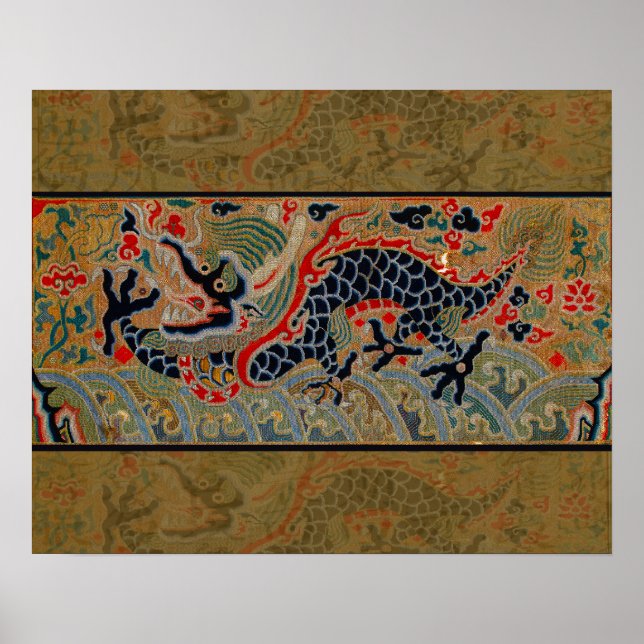 Affiche Symbole de dragon chinois antique asiatique (Devant)