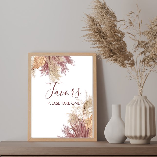 Affiche Symbole de fête Boho Pampas Grass Mauve rose (Créateur téléchargé)