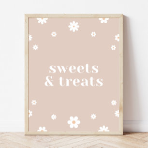 Affiche Symbole de fête d'anniversaire Boho Daisy Sweets &