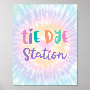 Affiche Symbole de fête de la station Pastel Rainbow Tie D