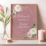 Affiche SYMBOLE DE Fête des mariées D'Or Floral Blush Dust<br><div class="desc">Ce panneau de Fête des mariées géométrique flush Blush Rose Dusty s'ajoute parfaitement à tout décor de douche nuptiale. La combinaison de formes géométriques rose vif et or crée un look design et moderne qui ne manquera pas d'impressionner. Le design floral rose et poussiéreux ajoute une touche d'élégance et de...</div>