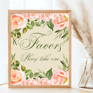 Affiche Symbole de Fête des mariées florale chic Favoriser